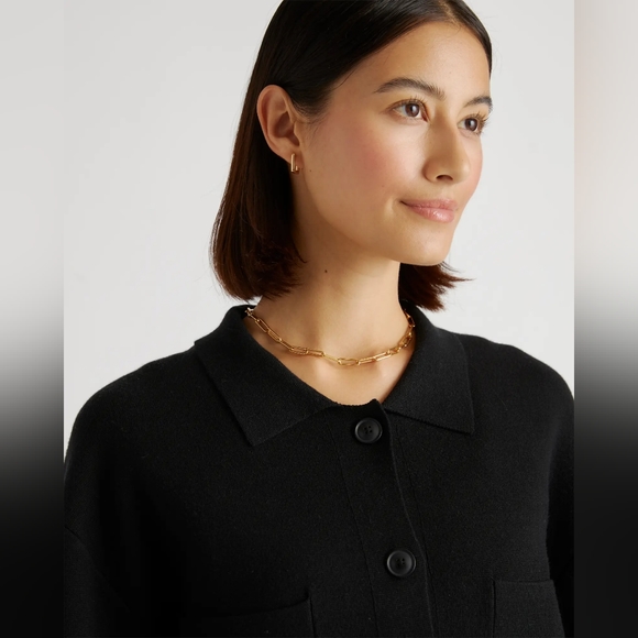 NEW Quinc Eco-Knit Milano Stitch Oversized Shirt Jacket Black Sz M - Picture 2 of 11